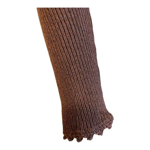 Vintage 60s Goldworm Knit Ribbed Crochet MIDI Chocolate Brown Sweater Dress XS - Picture 15 of 17